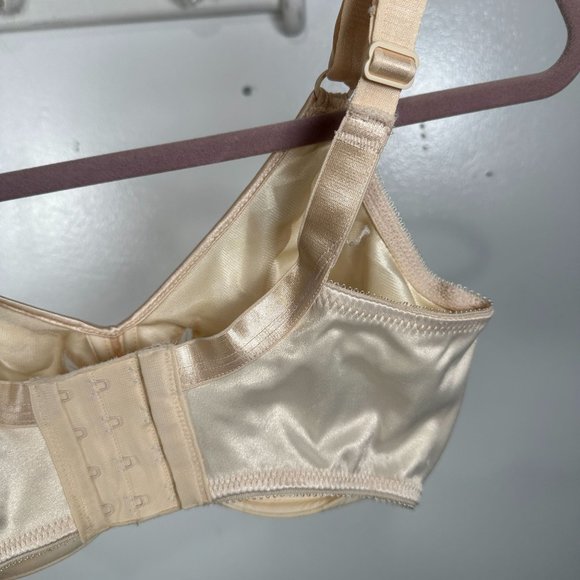 Bali 34DD Bra 3364 Underwire Cream Embroidered Adjustable Straps Nylon - Picture 12 of 14